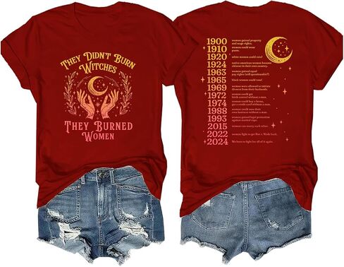 Halloween Shirts for Women They Didn't Burn Witches They Burned Women Shirt V Neck Womens Feminist Witches Tees in Saudi Arabia
