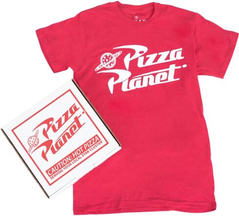 Toy Story Pizza Planet Shirt and Delivery Box Costume Set - Mens Toy Story T-Shirt, Red in Saudi Arabia