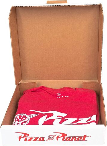 Toy Story Pizza Planet Shirt and Delivery Box Costume Set - Mens Toy Story T-Shirt, Red in Saudi Arabia