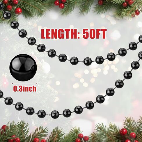 50 Feet Christmas Tree Beads Artificial Pearls Beads Garland Plastic Beads Roll for St. Patrick's Day Wedding DIY Decoration Supplies(Pink) in Saudi Arabia