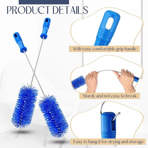 Baderke 2 Pieces Blue Tube Cleaning Brushes Tube Cleaning Brush Shower Drain Brush Pipe Brush for Cleaning Drains Long Brush Plastic Brush Flexible Cleaning Tool (1.5 Inch) in Kuwait