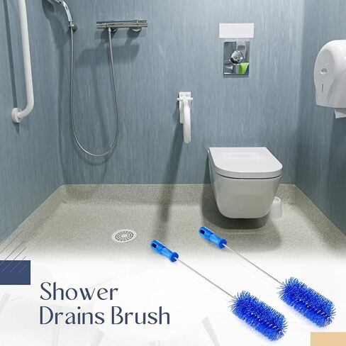 Baderke 2 Pieces Blue Tube Cleaning Brushes Tube Cleaning Brush Shower Drain Brush Pipe Brush for Cleaning Drains Long Brush Plastic Brush Flexible Cleaning Tool (1.5 Inch) in Kuwait