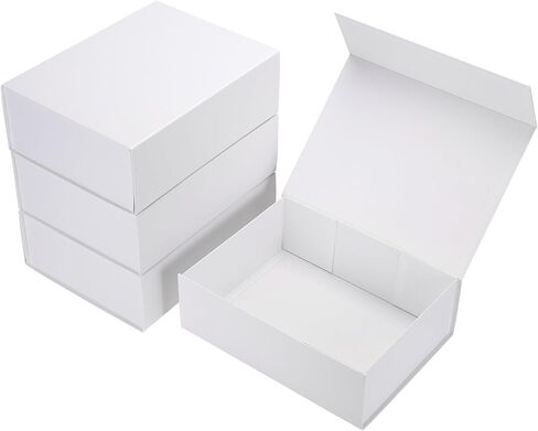 4 Pack 8x8x4 Inches White Gift Boxes with Ribbon, Magnetic Gift Box with Lid for Wedding, Groomsmen Bridesmaid Proposal, Birthdays, Mother's Day in Saudi Arabia