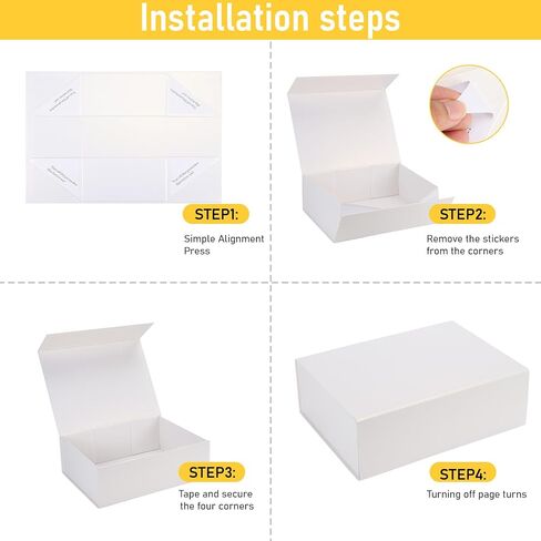 4 Pack 8x8x4 Inches White Gift Boxes with Ribbon, Magnetic Gift Box with Lid for Wedding, Groomsmen Bridesmaid Proposal, Birthdays, Mother's Day in Saudi Arabia