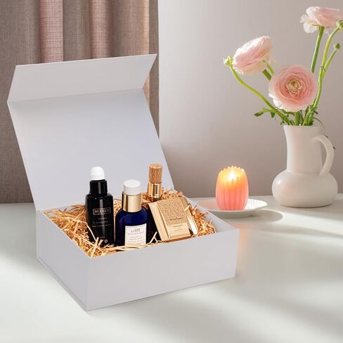 4 Pack 8x8x4 Inches White Gift Boxes with Ribbon, Magnetic Gift Box with Lid for Wedding, Groomsmen Bridesmaid Proposal, Birthdays, Mother's Day in Saudi Arabia
