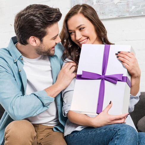 4 Pack 8x8x4 Inches White Gift Boxes with Ribbon, Magnetic Gift Box with Lid for Wedding, Groomsmen Bridesmaid Proposal, Birthdays, Mother's Day in Saudi Arabia