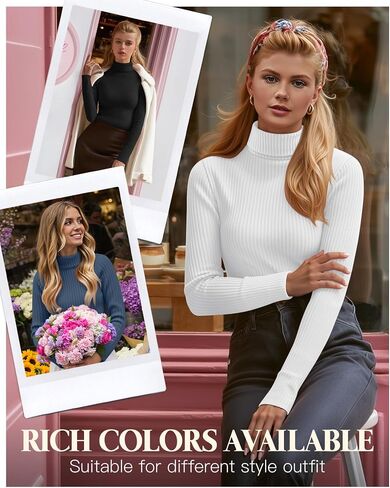 3 Pack Women’s Turtleneck Cotton Shirts Ribbed Long Sleeve Tops Slim Fit Base Layer Tee Basic Thermal Undershirt in Saudi Arabia