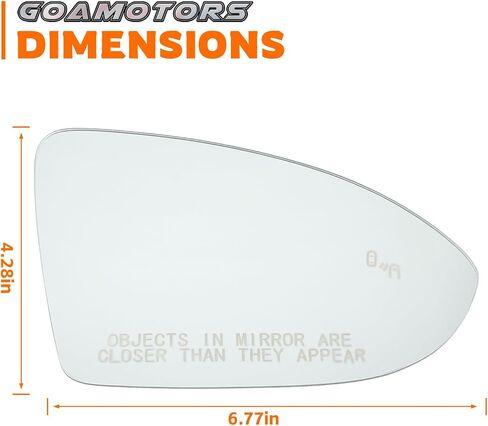 5G0857522N Blind Spot Passthrough Mirror Glass with Full Size Adhesive Passenger Side View Right RH Compatible with Volkswagen Golf Jetta GTI in Saudi Arabia