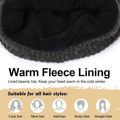 قبعة صوف ميرينو مقاس M/L/XL/XXL للرجال والنساء، كبيرة الحجم مبطنة بالصوف للشتاء الدافئ بطبقة مزدوجة أنيقة قبعة تزلج مكبلة in Kuwait