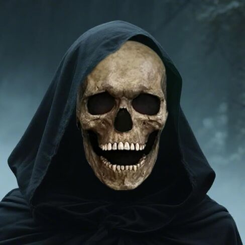 Skull Mask Moving Jaw, Scary Halloween Mask for Adults Breathable Mesh Design at Eyes Comfortable Fit Realistic skeleton mask moving jaw Latex Human Skeleton Mask for Cosplay Party Props in Saudi Arabia
