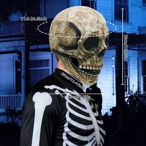 Skull Mask Moving Jaw, Scary Halloween Mask for Adults Breathable Mesh Design at Eyes Comfortable Fit Realistic skeleton mask moving jaw Latex Human Skeleton Mask for Cosplay Party Props in Saudi Arabia