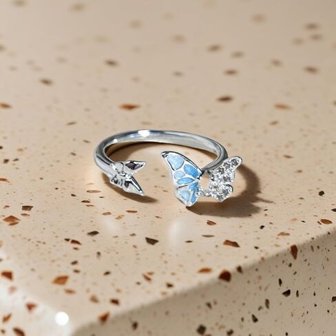Sea Turtle Ring Blue Opal 925 Adjustable Rings for Women Sterling Silver Cute Ocean Animal Tortoise Jewelry Mother Day Christmas Gifts in Saudi Arabia