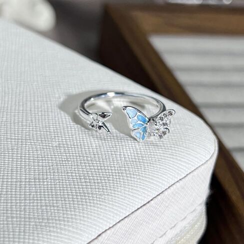 Sea Turtle Ring Blue Opal 925 Adjustable Rings for Women Sterling Silver Cute Ocean Animal Tortoise Jewelry Mother Day Christmas Gifts in Saudi Arabia
