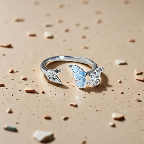 Sea Turtle Ring Blue Opal 925 Adjustable Rings for Women Sterling Silver Cute Ocean Animal Tortoise Jewelry Mother Day Christmas Gifts in Saudi Arabia