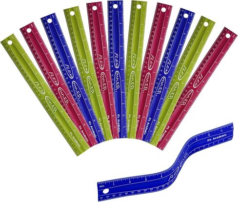 إنها مساطر أكاديمية مرنة، مسطرة مرنة غير قابلة للكسر مقاس 12 بوصة، 12 قطعة، أزرق in Kuwait