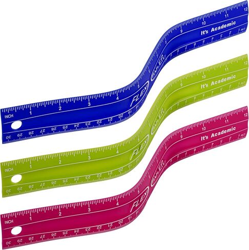 إنها مساطر أكاديمية مرنة، مسطرة مرنة غير قابلة للكسر مقاس 12 بوصة، 12 قطعة، أزرق in Kuwait