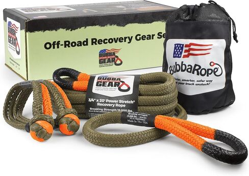 Bubba Rope Heavy-Duty Off-Road Vehicle Tow Recovery Gear Set Renegade Power Stretch Recovery Rope, 3/4" x 20’ & NexGen PRO Gator-Jaw Synthetic Shackles, 3/8" x 6.5" - Desert Tan in Saudi Arabia