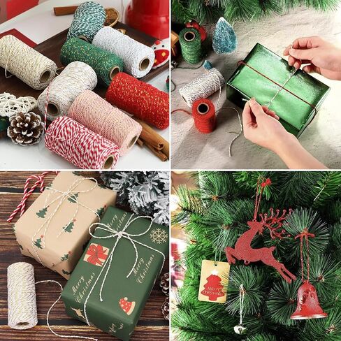 خيط خباز من القطن الأسود بطول 328 قدم، سلسلة حبل معدني ذهبي 2 مم لديكور عطلة عيد الميلاد، وتغليف الهدايا، والعلامات والحرفية اليدوية in Saudi Arabia