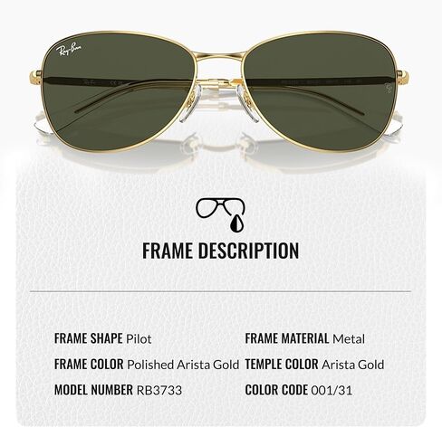 Ray-Ban RB3733 Pilot Shaped Sunglasses for Men & Women with Official RAYBAN Eyewear Kit in Saudi Arabia