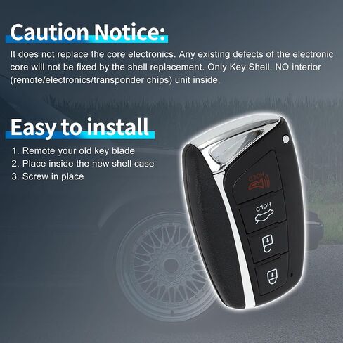 X AUTOHAUX مفتاح شل حافظة دخول بدون مفتاح عن بعد مفتاح فوب حافظة بديلة لشركة هيونداي سانتا في 2015-2019 لشركة هيونداي أزيرا 2015-2017 4 أزرار in Saudi Arabia