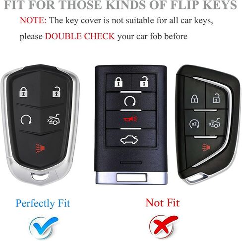 غطاء مفتاح السيارة متوافق مع كاديلاك، غطاء حافظة مفتاح فوب يناسب كاديلاك إسكاليد CTS XTS ATS STS XT4 XT5 CT6 SRX 2015-2019 حامل مفاتيح ذكي عن بعد، أرجواني أسود in Kuwait