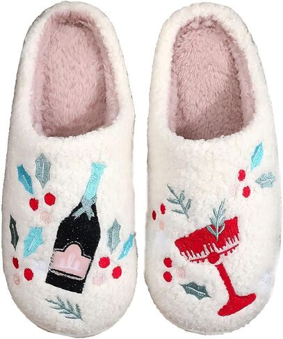 Fluffy Slippers For Womens Mens Warm Cozy Plush Fuzzy Memory Foam Slippers Slip-on House Slippers Indoor Outdoor in Saudi Arabia