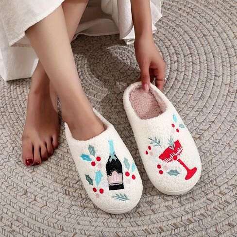 Fluffy Slippers For Womens Mens Warm Cozy Plush Fuzzy Memory Foam Slippers Slip-on House Slippers Indoor Outdoor in Saudi Arabia