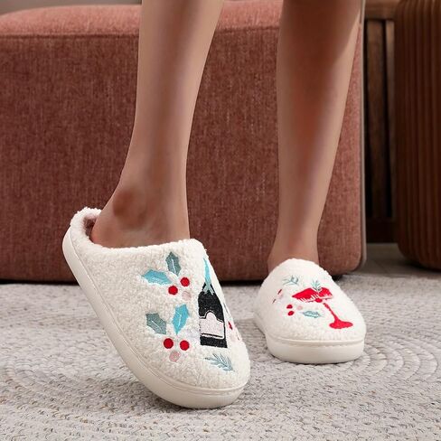 Fluffy Slippers For Womens Mens Warm Cozy Plush Fuzzy Memory Foam Slippers Slip-on House Slippers Indoor Outdoor in Saudi Arabia