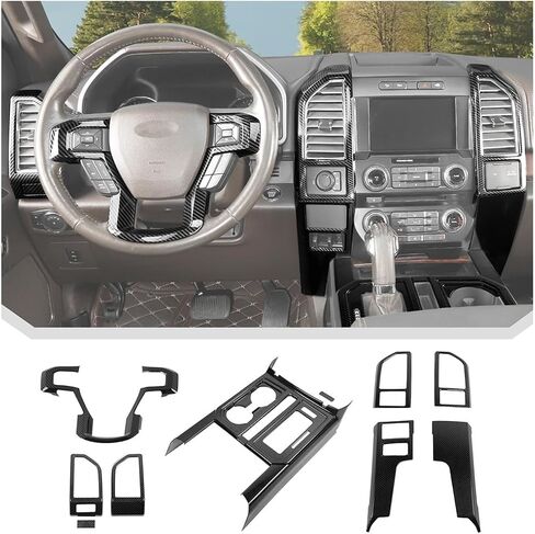 JeCar 9pcs Set Carbon Fiber Interior Trim Kit for Ford F150 2015-2020 Interior Accessories in Saudi Arabia