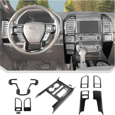 JeCar 9pcs Set Carbon Fiber Interior Trim Kit for Ford F150 2015-2020 Interior Accessories in Saudi Arabia