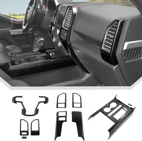 JeCar 9pcs Set Carbon Fiber Interior Trim Kit for Ford F150 2015-2020 Interior Accessories in Saudi Arabia