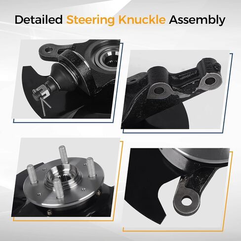 PAROD 698495 Front Left Steering Knuckle Assembly Wheel Hub Bearing Fit for 2003 2004 2005 Honda Civic, Driver Side, 1.7L L4 in Saudi Arabia