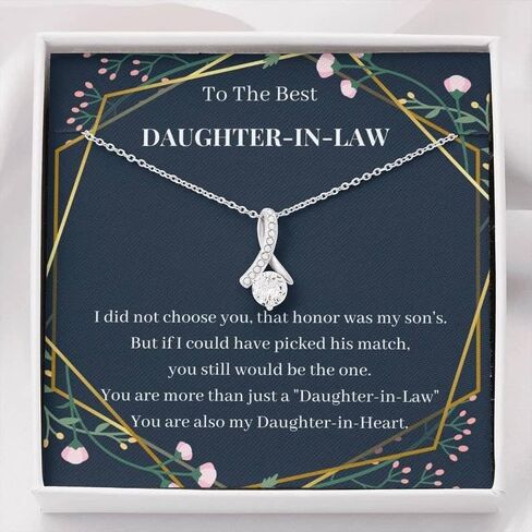 Daughter in Law Gifts, Welcome to the Family Present, To Our Daughter-In-Law Necklace, Gift for Daughter-In-Law On Wedding Day, Present from Mother in Law to Bride or Son's Fiancee, Daughter-in-Law Jewelry for Bridal Shower, Engagement, Birthday, Thanksgi in Saudi Arabia