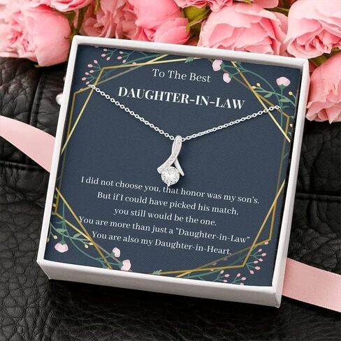 Daughter in Law Gifts, Welcome to the Family Present, To Our Daughter-In-Law Necklace, Gift for Daughter-In-Law On Wedding Day, Present from Mother in Law to Bride or Son's Fiancee, Daughter-in-Law Jewelry for Bridal Shower, Engagement, Birthday, Thanksgi in Saudi Arabia