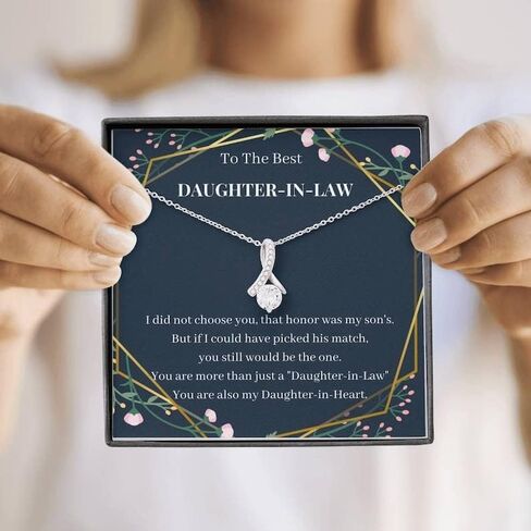 Daughter in Law Gifts, Welcome to the Family Present, To Our Daughter-In-Law Necklace, Gift for Daughter-In-Law On Wedding Day, Present from Mother in Law to Bride or Son's Fiancee, Daughter-in-Law Jewelry for Bridal Shower, Engagement, Birthday, Thanksgi in Saudi Arabia