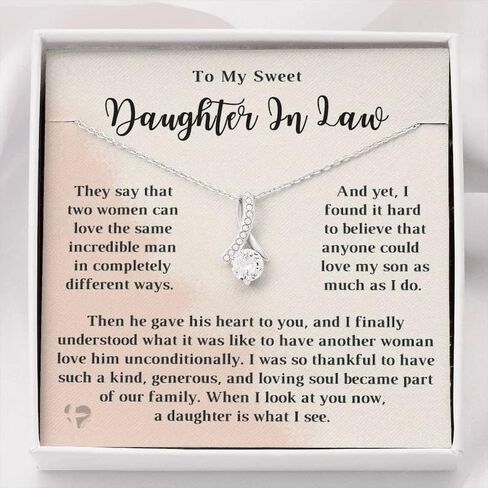 Daughter in Law Gifts, Welcome to the Family Present, To Our Daughter-In-Law Necklace, Gift for Daughter-In-Law On Wedding Day, Present from Mother in Law to Bride or Son's Fiancee, Daughter-in-Law Jewelry for Bridal Shower, Engagement, Birthday, Thanksgi in Saudi Arabia