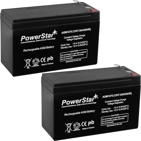 12V 7.5AH SLA Battery Replaces pxl12072 lc-r127r2p1 wp7.2-12 sh1228w - 2PK in Saudi Arabia