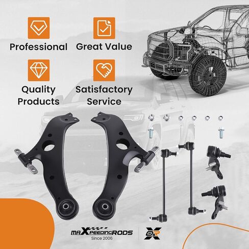maXpeedingrods 10Pc Suspension Kit for Toyota Sienna 2004-2010, 2 Front Lower Control Arm with Ball Joint 2 Sway Bar Link 4 Outer & Inner Tie Rod 2 Boots Bellows in Saudi Arabia