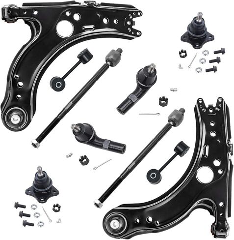 Detroit Axle - Front End 10pc Suspension Kit for 2001-2005 Volkswagen Jetta 2002 2003 2004, 2 Lower Control Arms, 2 Lower Ball Joints, 4 Inner & Outer Tie Rods, 2 Sway Bar Links Replacement in Saudi Arabia