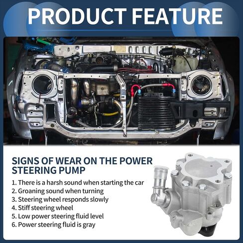 Power Steering Pump, Car Power Assist Pump No.32411093577/32416756582 for BMW 323i 2.5L L6 1998-1999 for BMW 328i 2.8L L6 1996-1999 Aluminum Alloy Silver Tone, 1 Pc in Saudi Arabia