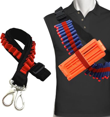 WALWAL Elite Tactical Toy Bullet Bandolier，Adjustable High Capacity Dart Carrier Compatible for Nerf Elite Blasters - Foam Ammunition Game Accessory with Elastic Rope in Saudi Arabia