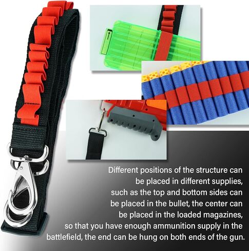 WALWAL Elite Tactical Toy Bullet Bandolier，Adjustable High Capacity Dart Carrier Compatible for Nerf Elite Blasters - Foam Ammunition Game Accessory with Elastic Rope in Saudi Arabia