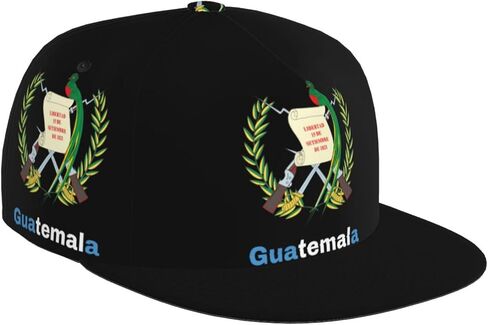 Guatemala Flag Logo Four-Sided Printing Flat Bill Brim Baseball Cap Cool Hip Hop Trucker Hat Men Women Hats Adjustable Baseball Caps Black in Saudi Arabia