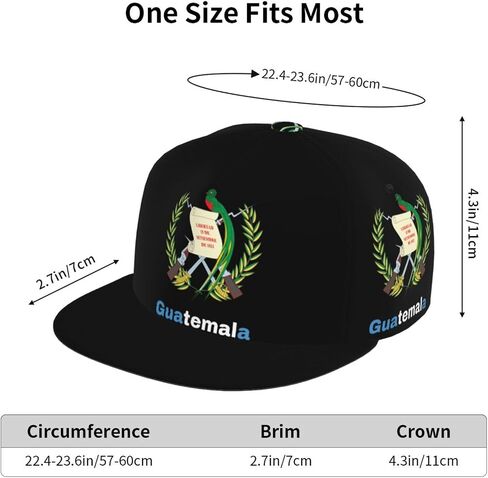 Guatemala Flag Logo Four-Sided Printing Flat Bill Brim Baseball Cap Cool Hip Hop Trucker Hat Men Women Hats Adjustable Baseball Caps Black in Saudi Arabia