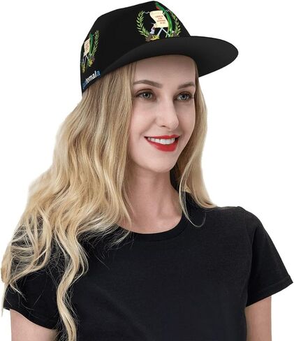 Guatemala Flag Logo Four-Sided Printing Flat Bill Brim Baseball Cap Cool Hip Hop Trucker Hat Men Women Hats Adjustable Baseball Caps Black in Saudi Arabia