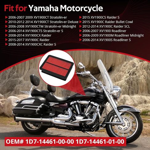 JAVIK Air Filter Air Cleaner Compatible with Yamaha 2006-2017 XV1900/XV1900C/XV1900M/XV1900S Raider Stratolin-er Roadliner OEM# 1D7-14461-00-00 1D7-14461-01-00 in Saudi Arabia