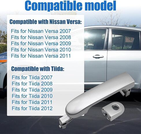Exterior Door Handle Compatible with Nissan Versa 2007-2012, Front Left Driver Side with Keyhole Replaces NI1310130 82363,Black in Saudi Arabia