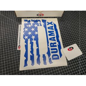 Duramax Decals 12" American Flag Truck Rear Window Stickers Fits 6.6L Diesel Silverado Sierra 2500 3500 Select Color: (Gloss White) in Saudi Arabia