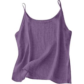 Camisole Tops for Women Plus Size Cotton Linen Sleeveless Tank Top Summer Casual Loose Spaghetti Strap Camisoles in Kuwait