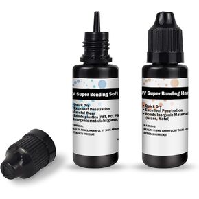 EDSRDXS UV Bonding & Welding Glue Glue Kit UV Super Bonding Glue و Hard Glue مع الضوء الأسود ، وتجفيف سريعًا للربط الزجاجي ، والمعادن ، والبلاستيك 2 حزمة كل 0.7 أوقية (20 مل × 2PACK) in Kuwait